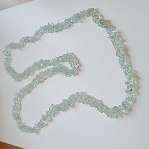 Light Blue Crystal Rough Nugget Bead Necklace 34"